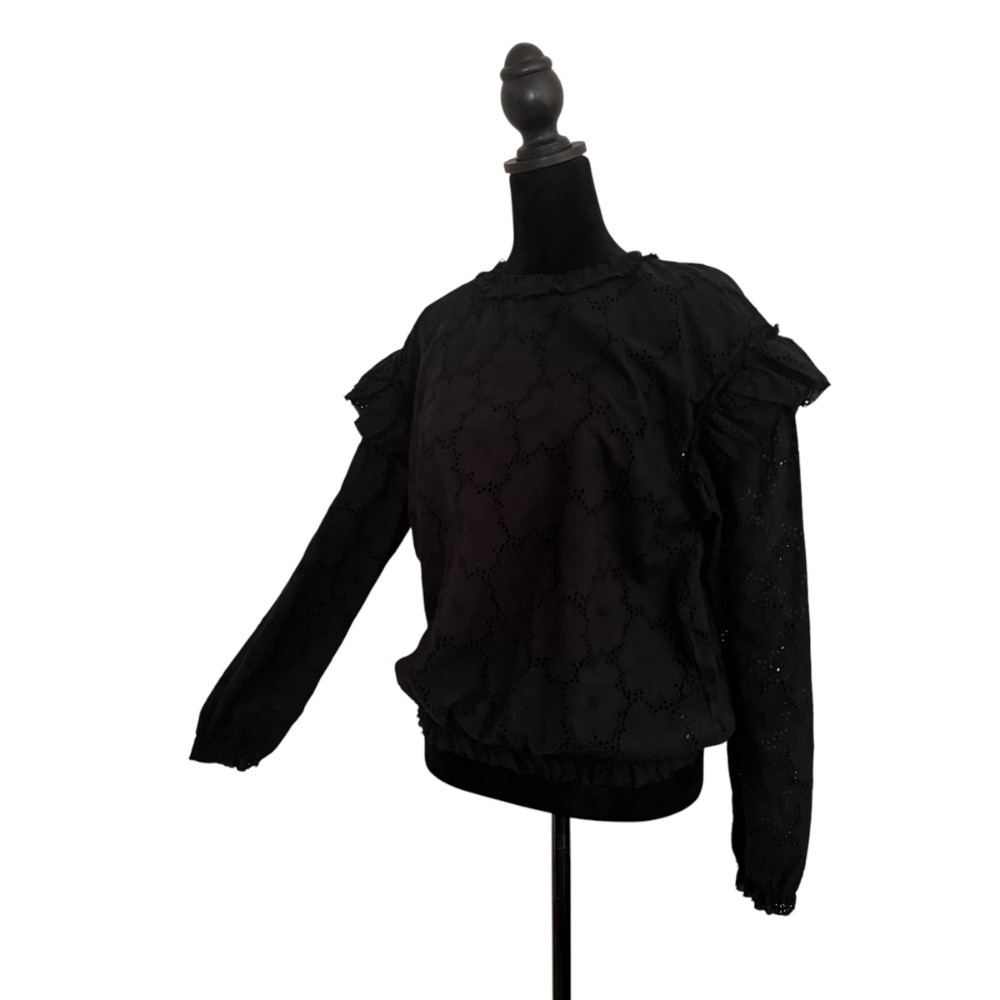 Forever 21 Black Eyelet Top Size S Ruffle Victorian Coquette Whimsigoth Goth